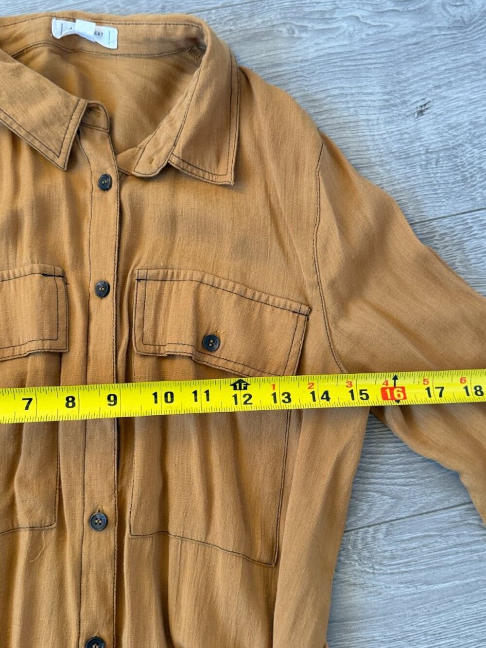 Day to Day Blu Pepper tan/brown Button Front Belted Shirt Dress Size S - Picture 9 of 9